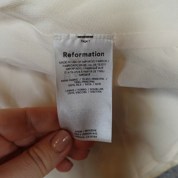 Reformation Skirt Womens Small Petite Bella Silk Satin Maxi Fior Di Latte Ivory - Picture 3 of 10